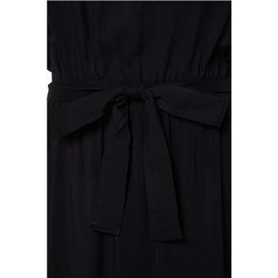 Черное тканое платье с бретелькой на шее и поясом TBBSS22EL1545