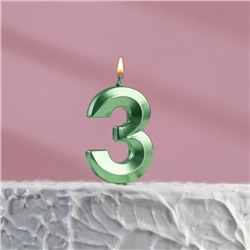 Свеча в торт на шпажке «‎Грань», цифра "3",изумруд, 5 х 3.5 см