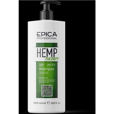 Hemp therapy ORGANIC Шампунь для роста волос с маслом семян конопли, AH и BH кислотами 1000 мл.