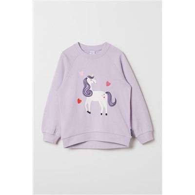 Polarn O Pyret Purple Organic Cotton Unicorn Print Sweatshirt