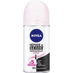 Антиперспирант шариковый женский Nivea Clear Невидимый Черное и белое, 50 мл