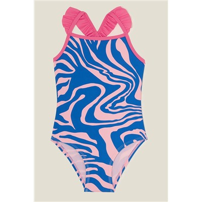 Angels By Accessorize Girls Blue Animal Print Swimsuit