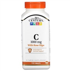 21st Century, витамин С с плодами шиповника, 1000 мг, 110 таблеток