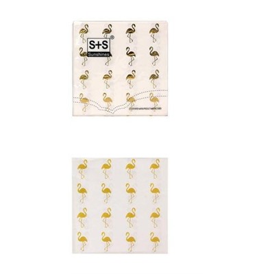СП5175 Салфетки бумажные "Фламинго" (33см, 20шт., золотое тиснение), (МИЛЕНД)