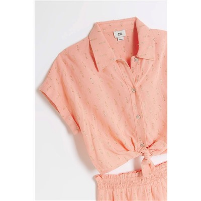 River Island Girls Tie Front Linen Set