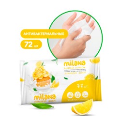 Салфетки влажные, антибактериальные GraSS Milana Лимонный десерт (72шт) (пакет с клапаном)