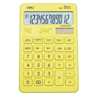 Калькулятор настольный ПОЛНОРАЗМ. Deli EM01551, 12-р,дв.пит,175х108мм, желт