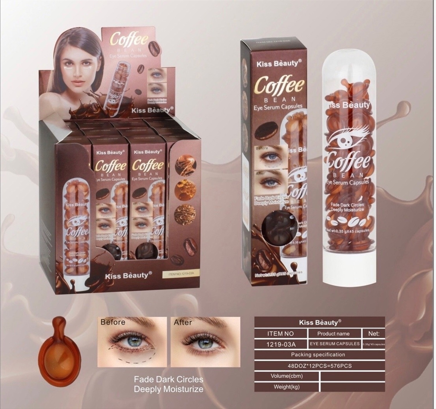 Сыворотка для глаз Kiss Beauty Coffee Bean Eye Serum 45шт