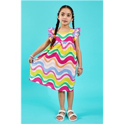 Angels By Accessorize Girls Multi Wavy Stripe Dress