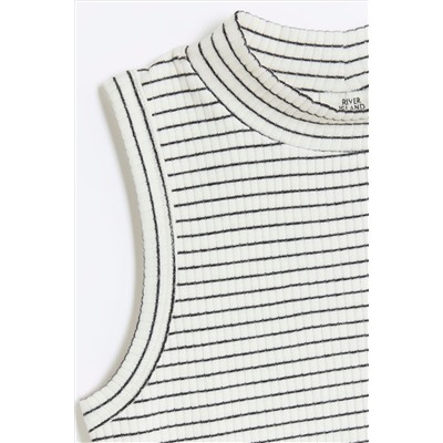 River Island Girls High Neck Stripe Rib Tank