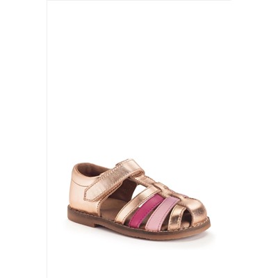 Start Rite Pink Coastal Leather Rip Tape Toe In Sandals