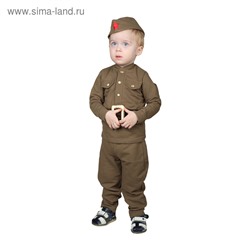 Костюм военного для мальчика: гимнастёрка, галифе, пилотка, трикотаж, хлопок 100%, рост 92 см, 1,5-3 года
