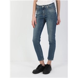 703 Carla Синие женские джинсовые брюки прямого кроя со средней талией