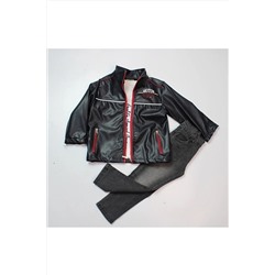 Байкерская кожаная куртка, футболка, брюки, костюм из трех предметов для мальчика, студенческий костюм Ahmtakımkolej AhmDomakinTakımKolej