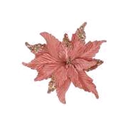 Цветок декоративный Пуансеттия 24х28 см розовый / NG33-8 /уп 150/600/Новый год