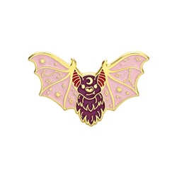 ZN083-2 Значок Летучая мышь, 20х30мм, цвет розовый