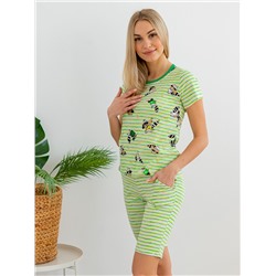 Пижама женская из футболки и бридж из кулирки Локки зеленый