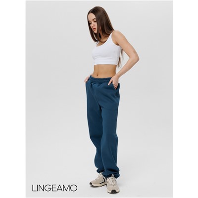 Женские брюки оверсайз из футера с начесом Lingeamo темно-бирюзовые КБ-25 (23)