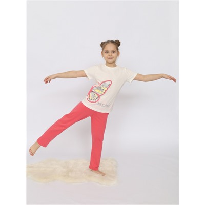 CSKG 50169-21 Пижама для девочки (футболка, брюки),экрю
