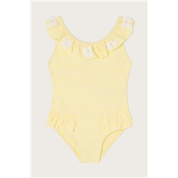 Monsoon Yellow Seersucker Ruffle Swimsuit