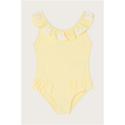 Monsoon Yellow Seersucker Ruffle Swimsuit