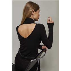 Женская черная блузка с V-образным вырезом на спине EY1106