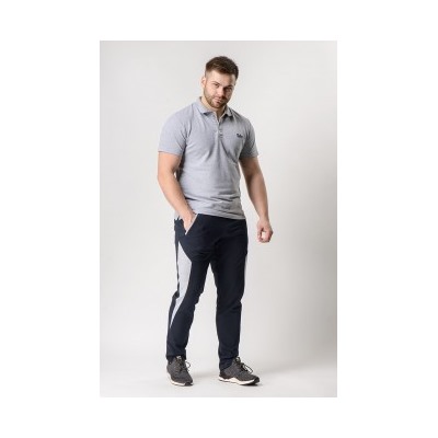 Спортивные брюки М-1228: Тёмно-синий / Серый меланж