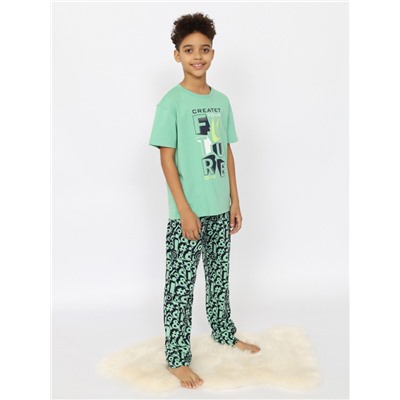 CSJB 50167-37 Пижама для мальчика (футболка, брюки),зеленый