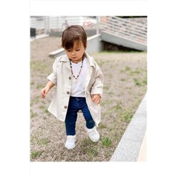 Джинсовая куртка-тренч детского кремового цвета fvrmkdstreçn