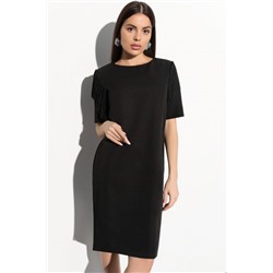 Короткое чёрное платье с бахромой на рукавах 48 размера