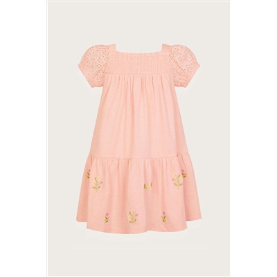 Monsoon Baby Pink Embroidered Broderie Dress