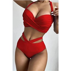 Красный комплект бикини специального дизайна без подкладки с покрытием