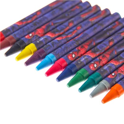 Восковые карандаши, набор 12 цветов, Человек-Паук