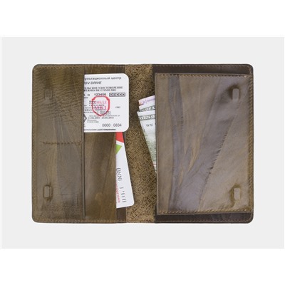 Оливковый кожаный кожаный аксессуар с росписью из натуральной кожи «PR008 Olive Кай и Герда»