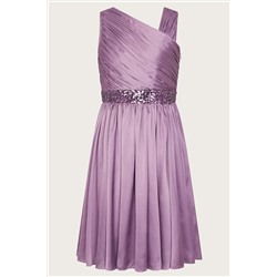 Monsoon Purple Satin Abigail One-Shoulder Dress