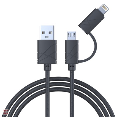 Кабель для зарядки 2 в 1, iP/Micro USB, 1 м, 2А, 5 цветов