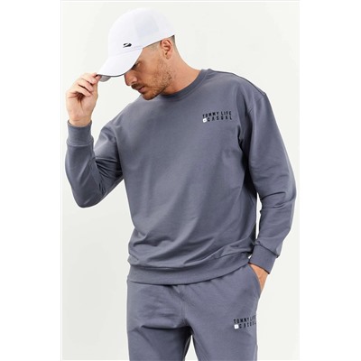 TOMMYLIFE Petrol Casual Мужской спортивный костюм большого размера с круглым вырезом и резиновыми штанинами — 85120