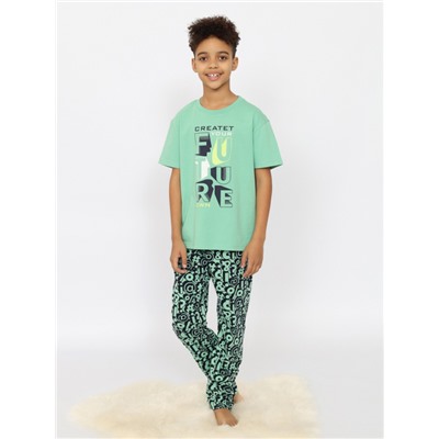 CSJB 50167-37 Пижама для мальчика (футболка, брюки),зеленый