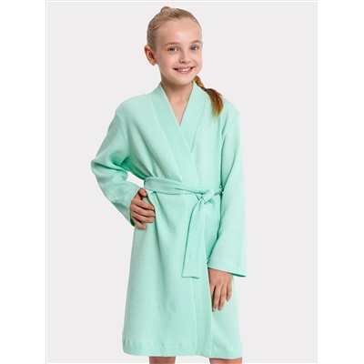 Вафельный халат для девочек в мятно-зеленом оттенке