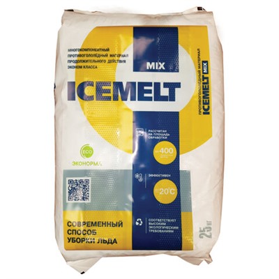 Реагент антигололедный 25 кг, ICEMELT Mix, до -20С, хлористый натрий, мешок