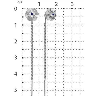 Серьги-продёвки из серебра с нат.сапфиром родированные 925 пробы с7-585р408