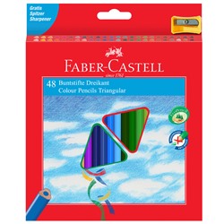 Карандаши цветные Faber-Castell "Ecopen" 48цв., трехгран., заточен., картон, европодвес, с точилкой