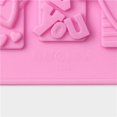 Форма для украшений Доляна «Любовь», силикон, 28,7×17,4 см, 16 ячеек (4,7×3,8 см), цвет МИКС