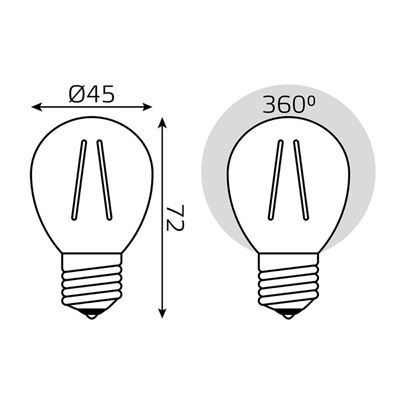 Лампа светодиодная филаментная Filament 9Вт шар 4100К нейтр. бел. E27 710лм GAUSS 105802209