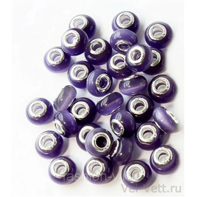 Бусина-шарм, кошачий глаз, фиолетовый X 58