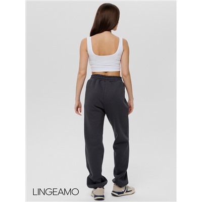 Женские брюки оверсайз из футера с начесом Lingeamo темно-серые КБ-25 (13)