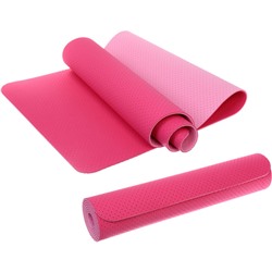 Коврик для йоги 6 мм 183х61 см "Sports time" перфорированный (ТРЕ), св.розовый/розовый