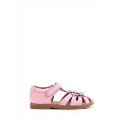 Start Rite Pink Flora Pale Leather Rip Tape Toe In Sandals