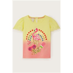 Monsoon Yellow Flamingo Ice-Cream T-Shirt