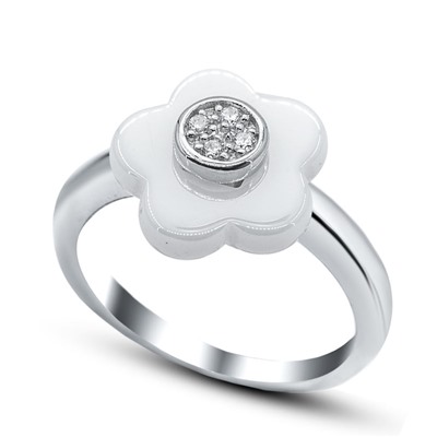 Серебряное кольцо с керамикой и куб.цирконием
